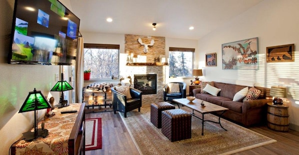 View of living room from dining area

