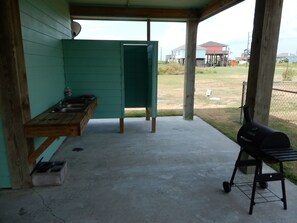 Outside shower, Fish cleaning station