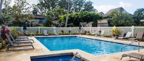 Pool, Jacuzzi and tons of room to toss the ball around, play hackeysack or just lounge in the grass outside the pool.