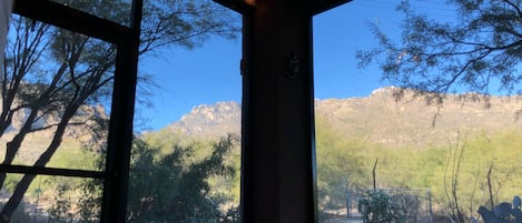 View from patio with no buildings or parking between it and mountains