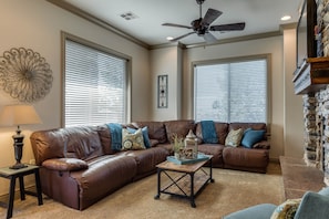 Family room featuring comfortable leather seating