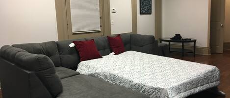 Sofa's queen-sized Bed extended