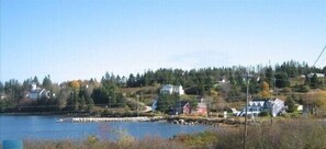 A view of the cove from the front porch which normally has a half dozen sail and other boats moored.