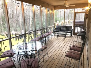 Screenporch off kitchen opens to 900sqftdeck/Lg gathering/eating space & hotub!