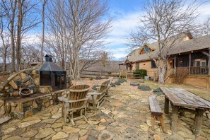 Outdoor Fireplace with Adirondack Seating