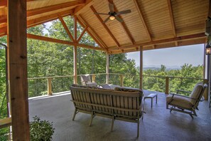 Timber Frame Covered Porch Overlooking Mountain Views