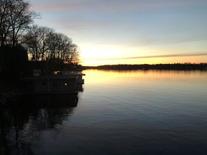 Sundown on our boathouse