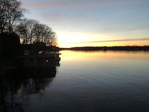 Sundown on our boathouse
