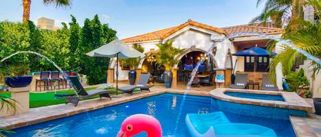 Enjoy poolside paradise with floaty toys, ensuring endless fun under the San Diego sun at Casa Paradiso.