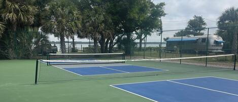 2- pickleball courts between the beachhouse and harbor