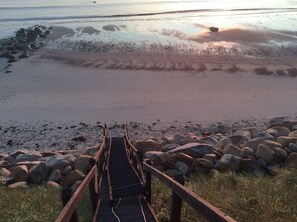 Sunrise glistening on the staircase