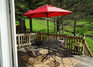 Enjoy breakfast lunch and dinner on this expansive deck.