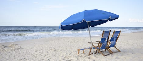 Toes in the Sand...Chair/Umbrellas Rentals Available