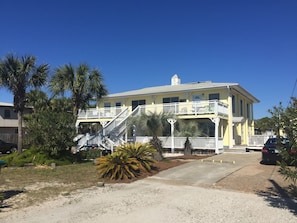 Front view of the four unit condo building