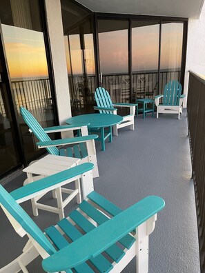 Sit back, relax and enjoy the view of the Gulf or the sunset in the evening 
