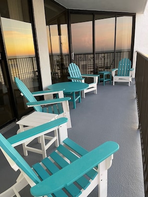 Sit back, relax and enjoy the view of the Gulf or the sunset in the evening