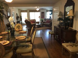Dining room portion of open plan design