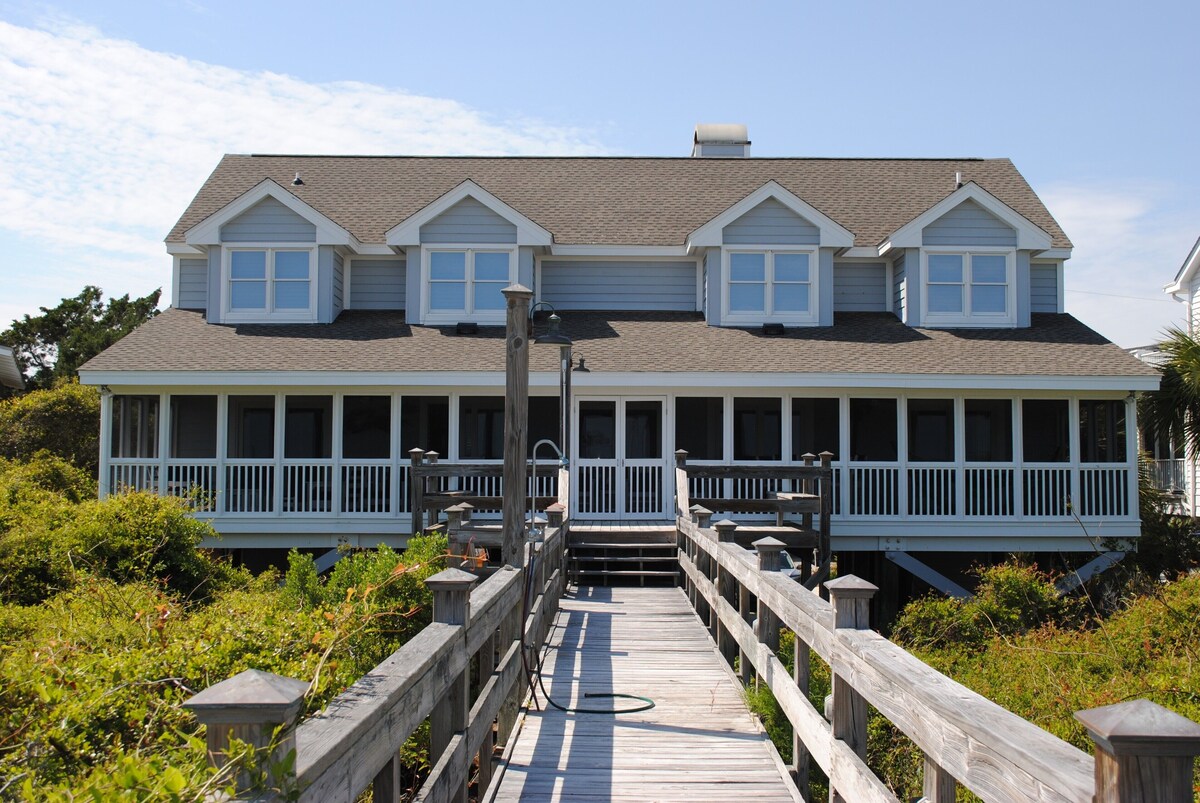 Oceanfront home with screen porch located at North Litchfield Beach in Pawleys Island.