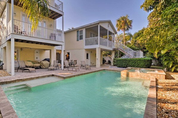 Spend balmy days in the home's private pool.