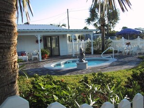 Private Patio & Pool with Dolphin Fountain
