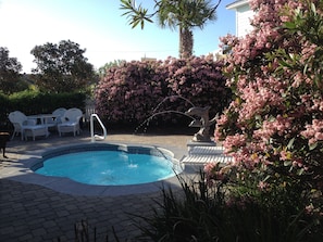 Patio with Dolphin Fountain