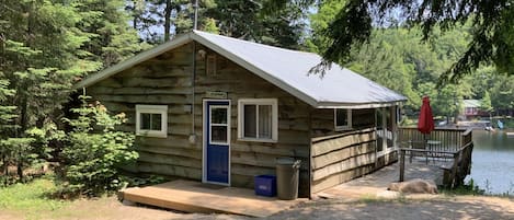 Front view and Parking area with new Deck and front Door 2023