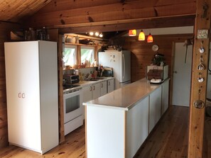 kitchen and kitchen island