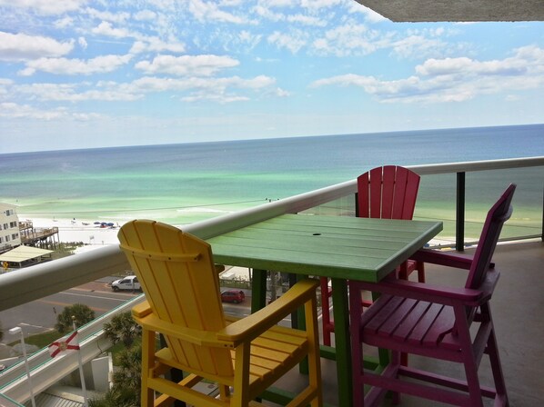 Large patio with new patio furnitu and a chaise lounge chair Just relax :))