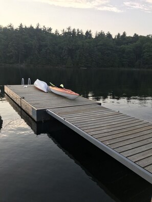 Large dock.  3 kayaks and 1 canoe available for use.