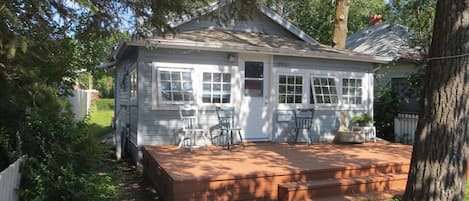 FRONT VIEW OF CABIN from  44th st, one half block from ice cream store and beach front