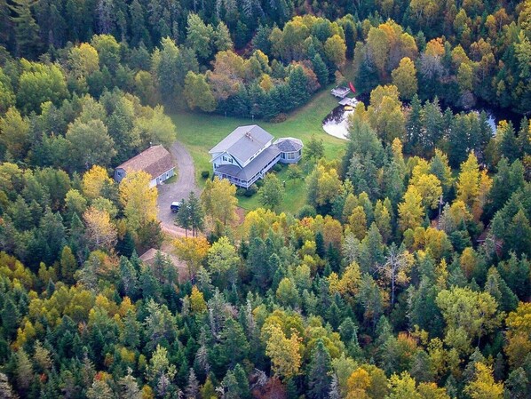 This is an aerial view of the property and shows the B&B.