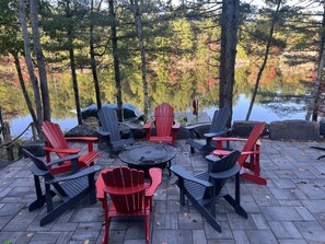 Relax in the comfortable muskoka chairs