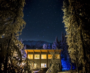 the view from back yard looking north in winter