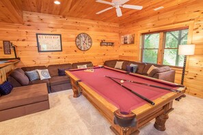 Large Entertainment Space with Pool Table in Lower Level