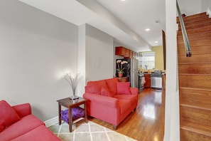 View from the front door towards kitchen. 