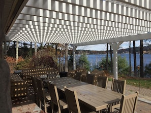 Lake View from Table Under Pergola