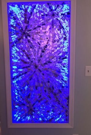 Built in quartz, amethyst, and citrine panels by McCoy designs...local artist!