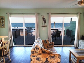 Living room with deck.