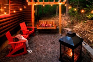 Porch swing and fire pit