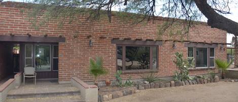 Front elevation, kitchen door is to right, not shown, with lockbox