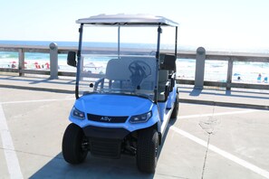 For a Small Additional Fee, You Can Reserve a 6 Seat Electric Golf Cart, Perfect For Cruising to the Beach!