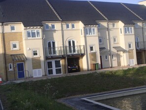 Lakeside view of house