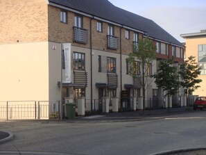 Street view across the lake over the road