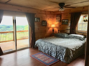 The Downstairs King Bedroom is Open to Main Living Area so you can see the View
