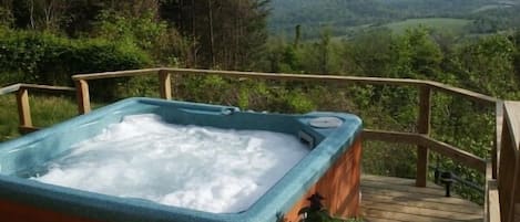 Summer Time at The Cabin Hot Tub for Relaxing