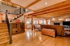 Spacious living room with flatscreen t.v. and large dvd collection