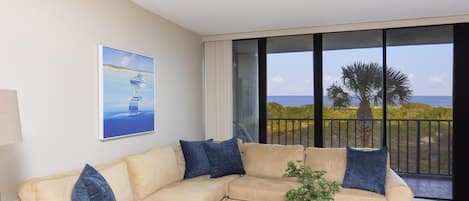 Living Room with Great Oceanfront Views