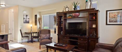 Family room with large flat screen tv