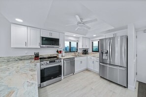Updated kitchen with new, stainless steel appliances