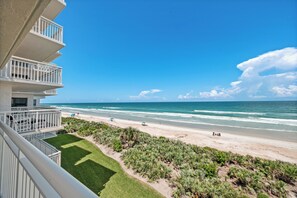 Stunning view of no-drive New Smyrna Beach and the Atlantic Ocean from the 4th floor balcony
